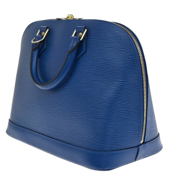 LOUIS VUITTON LV Logo Alma Hand Bag Epi Leather Blue GHW France M52145 90RF491 - Picture 14 of 15